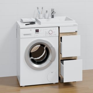 Тумба под раковину для стиральной машины СанТа Марс 700399 два ящика 29см янтарный