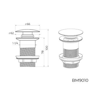 Донный клапан для раковины без перелива Knotlor BM9010WY, белый