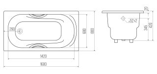 Ванна чугунная Goldman Nova NV16080 160x80см с ножками