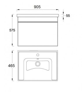 Подвесная тумба под раковину Veedi Novel NVL900T-DR 90см белый