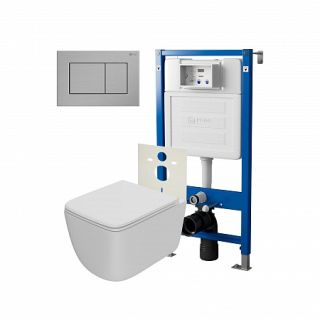 Комплект унитаза с инсталляцией Point Элемент PN48244SB с сиденьем Микролифт