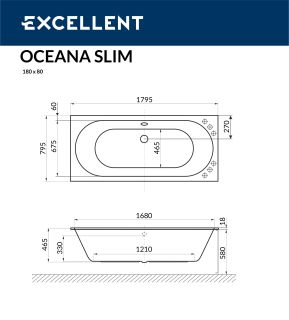 Ванна акриловая EXCELLENT Oceana Slim 180x80