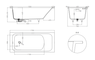 Ванна из искусственного камня Salini Orlanda Kit S-Sense 102111MRF 170x70см RAL полностью