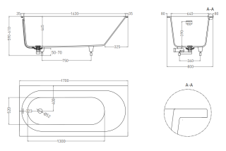Ванна из искусственного камня Salini Ornella Kit S-Stone 102424M 170x80см белый матовый