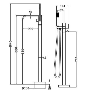 Напольный смеситель для ванны Swedbe Spira 4001 хром