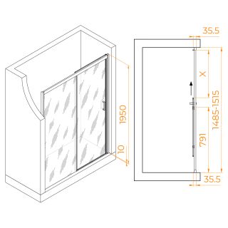 Душевая дверь RGW PA-017B 350801715-14 150см чёрный