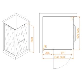 Душевой уголок RGW PA-078-1B (RGW PA-008B + Z-060-2B) 3508078190-14 90x100см чёрный
