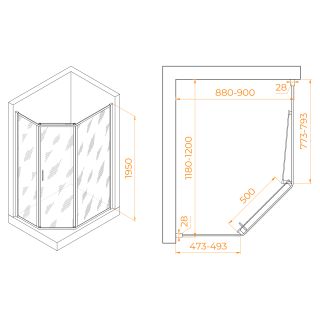 Душевой уголок RGW PA-86S 38088692-111 90x120 см хром сатин