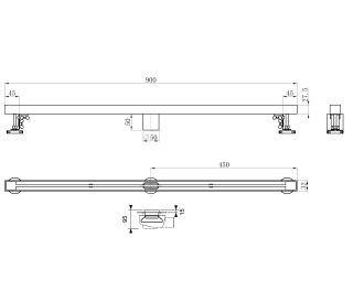 Душевой лоток Wonzon & Woghand WW-65409T-GM 90 см тёмный графит