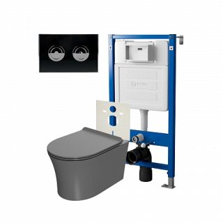 Комплект унитаза с инсталляцией Point Элемент PN48214BC с сиденьем Микролифт