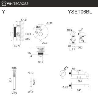 Система для ванны скрытого монтажа WHITECROSS Y YSET06GLB брашированное золото