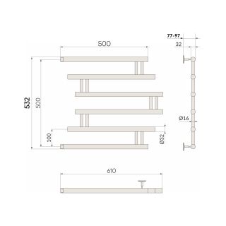 Полотенцесушитель водяной Indigo Zip FZW50-50BR 50x50 см чёрный муар