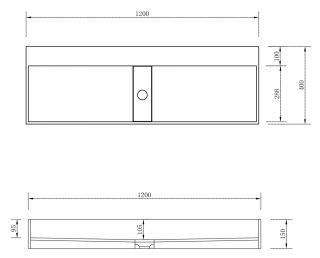 Подвесная раковина ABBER Stein AS2642 двойная 120см белый матовый