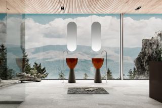 Напольная раковина ABBER Kristall AT2703Black-Opal 45см коричневый/чёрный