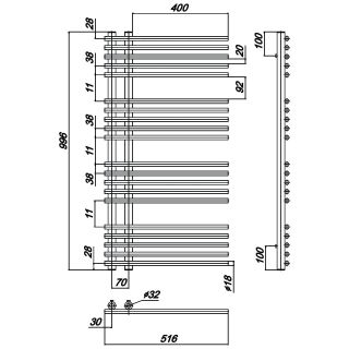 Ravak Полотенцесушитель Водяной Style 500 x 1000_W (м/о 70 мм)