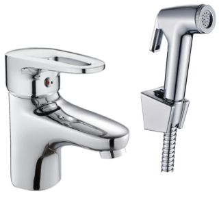 Смеситель для раковины с гигиеническим душем Haiba HB1268 хром