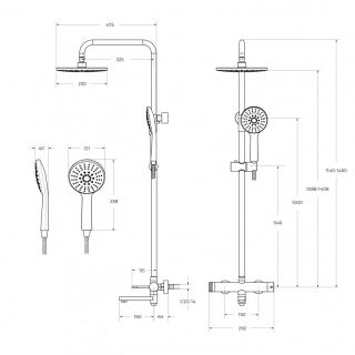 Cezares RELAX-CVD-BORO Душевая стойка со смесителем и изливом брашированное золото