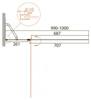 Шторка на ванну CEZARES RELAX-V-11-100/140-C-Bi профиль серый