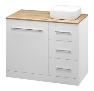 Напольная тумба под раковину Misty Респект под стиральную машину 110см правая белый/дуб Артизан