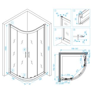 Душевой уголок RGW HO-51 03065188-11 80x80см хром