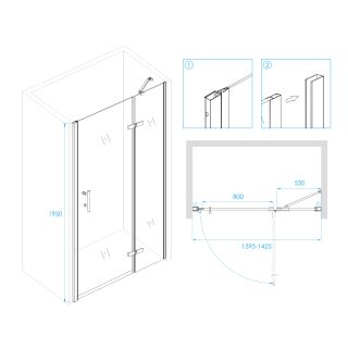 Душевая дверь RGW Passage PA-07B R 140x195см чёрный 41080714-84R