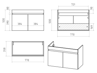 Подвесная тумба под раковину Misty Ронда 80см белый/бетон Чикаго светло-серый