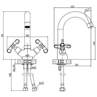 Смеситель для раковины Rossinka RS42-62 Хром