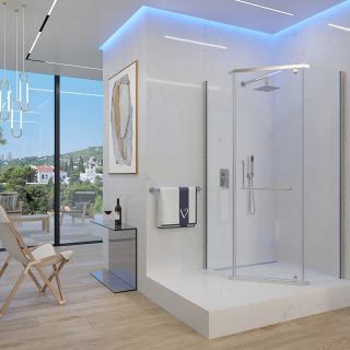 Душевой уголок Veconi Rovigo RV-36, 900x900x1950, хром, стекло прозрачное