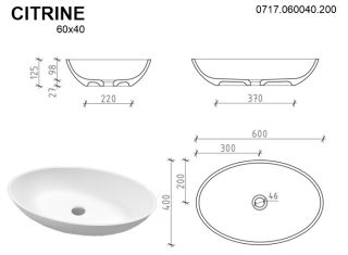 Раковина Whitecross Citrine 0717.060040.200 60см белый матовый
