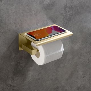 Держатель для туалетной бумаги Timo Selene с полкой для телефона золото матовое 17044/17