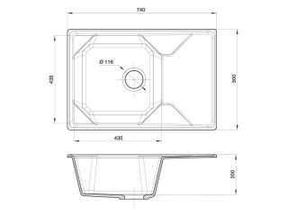 Мойка кухонная GranFest Графит Unique U-740L графит