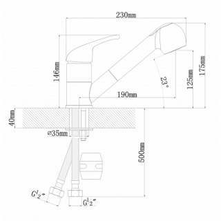 Смеситель для кухни Florentina Сигма с выдвижным изливом грей