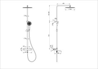 Душевая стойка Wonzon & Woghand WW-88739903-MB с термостатом чёрный матовый