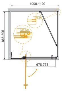 Душевой уголок CEZARES SLIDER-AH-1-90-100/110-BR-Cr