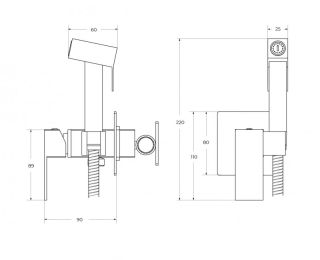 Гигиенический душ со смесителем CEZARES SLIDER-DIF-01 хром
