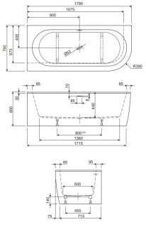 Акриловая ванна Cezares Slim Corner левая 179x79см чёрный SLIM CORNER-180-80-60-L-NERO-SET