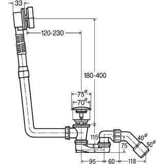 Слив-перелив для ванны Viega 572853 click-clack