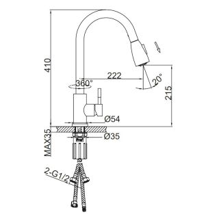 Смеситель для кухни Frap F60991-6 черный