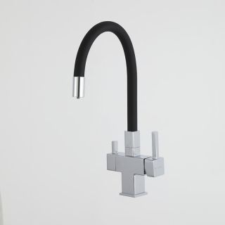 Смеситель для кухни Gappo G4395-30 с подключением фильтра питьевой воды и гибким изливом хром/чёрный