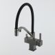 Смеситель для кухни Gappo G4395-69 с подключением фильтра питьевой воды и гибким изливом оружейная сталь/чёрный