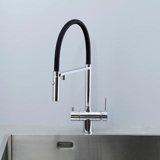 Смеситель для кухни Gappo G4397-80 с подключением фильтра питьевой воды и гибким изливом хром/чёрный