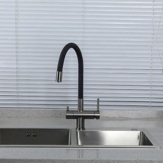 Смеситель для кухни Gappo G4398-39 под фильтр с гибким изливом оружейная сталь
