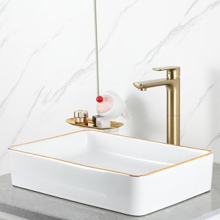 Смеситель для раковины Gappo G1048-32 золотой сатин