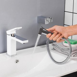 Смеситель для раковины с гигиеническим душем Gappo G1017-1 белый/хром