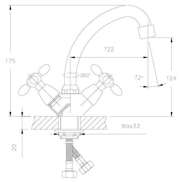 Смеситель для раковины Decoroom хром DR48012