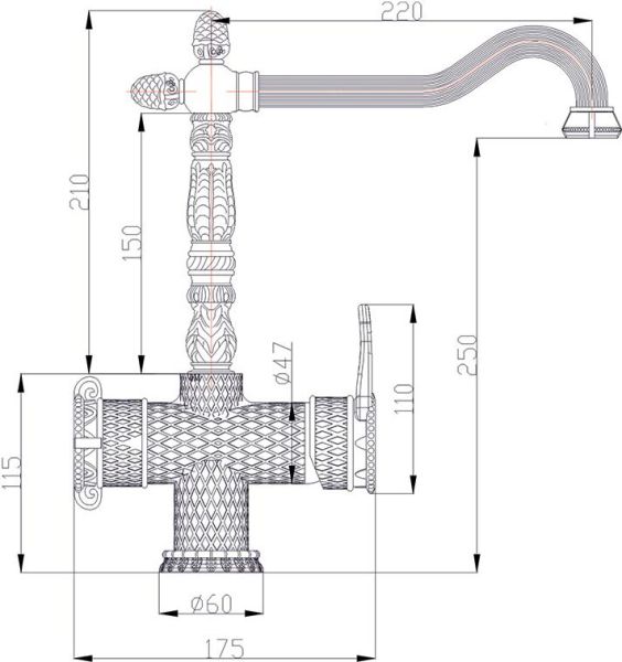 Смеситель для кухни ZORG Antic A 50 KF-BR