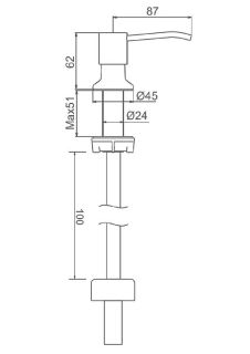 Встраиваемый дозатор для кухонной мойки Splenka S710.02.05 с удлинительной трубкой 100мл сатин