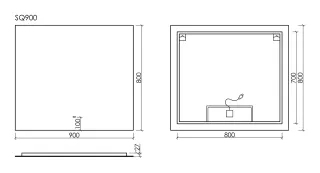 Зеркало с подсветкой Sancos Square SQ900 90см