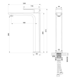 Смеситель для раковины Wonzon & Woghand Edge WW-88239003-BGM тёмный графит