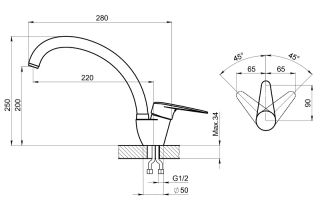 Смеситель для кухни Granula Standart 03-ST, ГРАФИТ